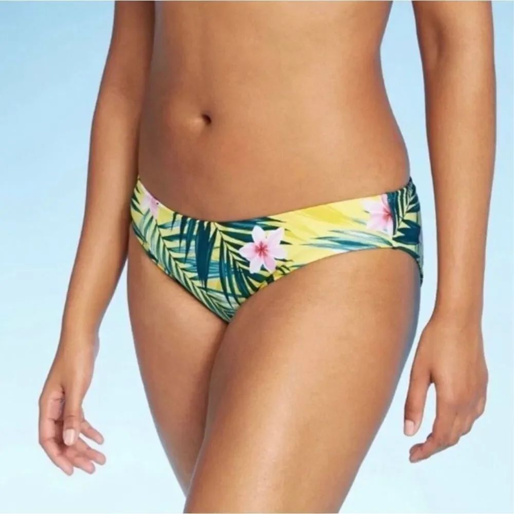 New Womens Kona Sol Tropical Medium Coverage Hipster Bikini Bottoms - Sz L